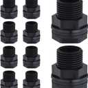 10 Pack Bulkhead Fitting, Garden Hose Threaded 3/4 Inch Male GHT x 1/2 Inch Female NPT Double Threaded Bulkhead Water Tank Connector for Rain Barrels Water Tank Pond Aquarium Tubs Pools Spigot