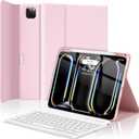 TQQ for iPad Pro 11-inch Case with Keyboard (M5 2025 / M4 2024), iPad Pro 11" (5th Generation) Keyboard Case - Magnetic Wireless Detachable Keyboard Cover with Pencil Holder (Pink)