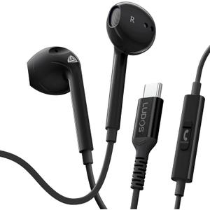 LUDOS Zenith USB C Headphones for iPhone 17 16 15 Pro Max Plus Air iPad Pro Air, USB-C Earbuds for Galaxy S24 S23 Ultra S22 S21 S20 A55 A54 A53, USB Type C Earphones - Black