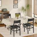MECHYIN Dining Chairs Set of 4, Rustic Wood Dining Room Chairs with Thickened and Strengthened Metal Steel Frame & Slat Back, Modern Farmhouse Chair for Kitchen, Dining Room (4, Dark Black)