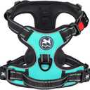 PoyPet No Pull Dog Harness, No Choke Front Clip Dog Reflective Harness, Adjustable Soft Padded Pet Vest with Easy Control Handle for Small to Large Dogs(Mint Blue,M)