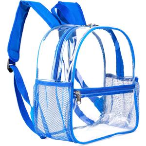 Keepcross Blue 12x6x12 Clear Backpack for Stadium Events,Mini Clear Stadium Bag for Sporting Events,Games,Festival,Concerts