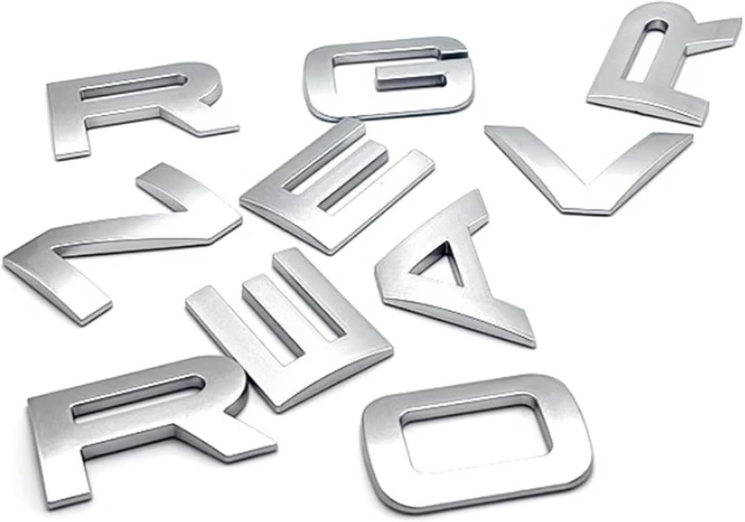 3D Raised Front Head ABS Letter Decal Emblem Tailgate Letters Rear Emblem Nameplate Sport Badge Compatible with RxxxE and RxxxR (Matte Silver)