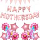 Happy Mother's Day Balloon Set Decoration, Pink Mothers Day Decorations Banner Include Letter, Butterfly, Flower Balloons for Party Women