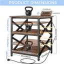 METYERRY Large Printer Stand with Power Outlet, with Height Adjustable Storage Shelf, 3 Tier Rolling Printer Cart with Industrial Wheels, 23.6 x 23.6 Inches Printer Table for Home Office, Rustic Brown