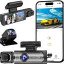 Dash Cam Front and Rear Inside,Dashcam for Cars with APP Control,Car Camera Driving Recorder with 64G Card IR Night Vision,Loop Recording,3.16 Inch IPS Screen,Parking Mode (Front+Inside+Rear)