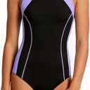 Idgreatim Teen Girls Athletic One Piece Swimsuit Racerback Modest Bathing Suit with Detachable Padded 15-16Y