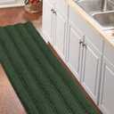 Turquoize Non Slip Shaggy Chenille Microfibers Bathroom Rug Bronze Green Bathroom Mat Extra Long Bath Rug 59 x 20 Kitchen Rugs, Super Absorbent & Soft Washable Bath Rug for Kitchen, Bronze Green