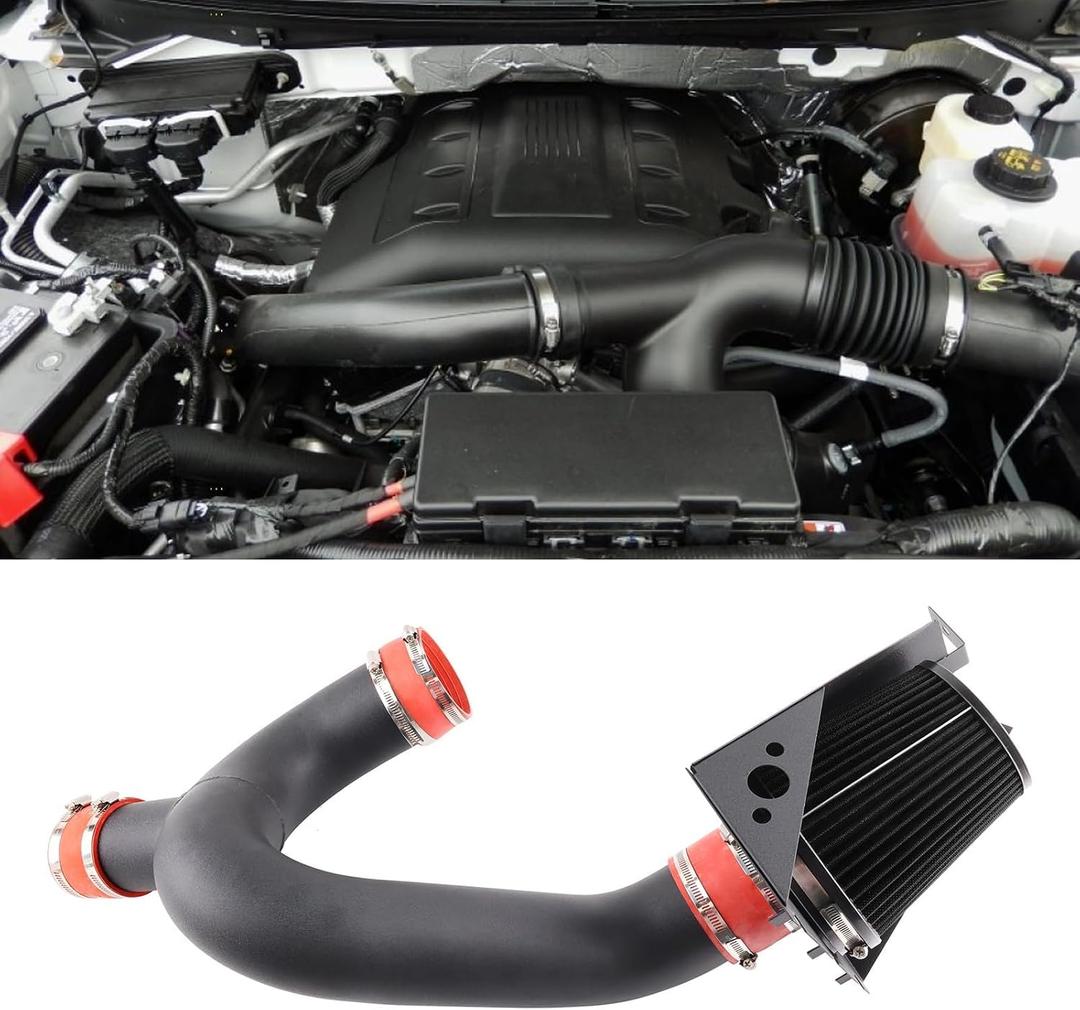 Cold Air Intake Compatible with 2012-2014 Ford F150 3.5L V6 Ecoboost, (FX2/FX4/XLT/Lariat) Heat-Resistant Aluminum Pipe, High-Flow Filter