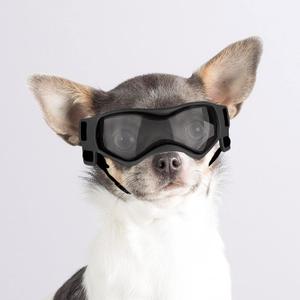 Enjoying Dog Sunglasses Small Breed, UV Protection Dog Goggles Small Breed, Driving Puppy Eye Protection, Windproof Dustproof Anti-Fog, Breathable, Adjustable Straps, Cool Black