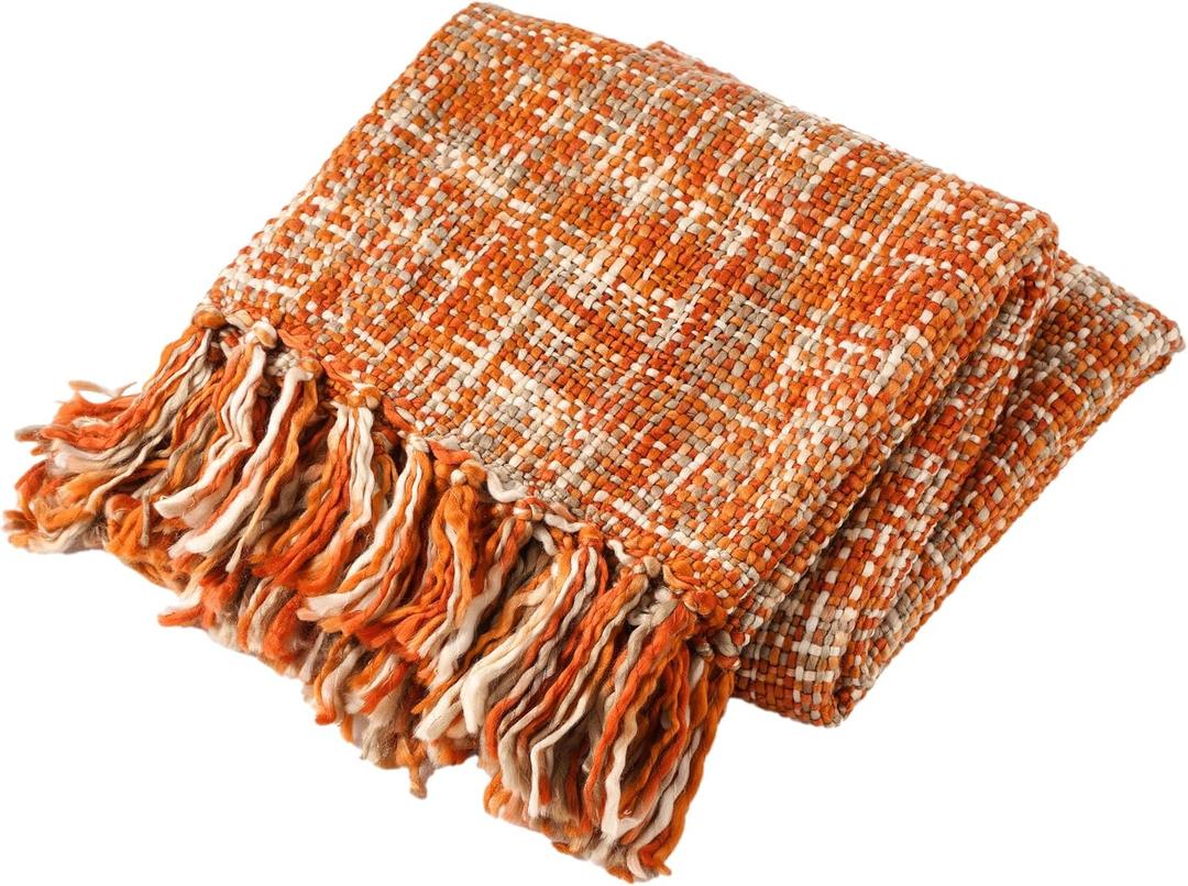 BATTILO HOME Orange Throw Blanket for Couch, Decorative Fall Blankets and Throws, Soft Colorful Throw Blankets for Bed, Halloween Throw Blanket for Home Decor, 50"x60"
