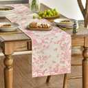 Artoid Mode Pink Monochrome Sketch Birds Flowers Spring Table Runner, Seasonal Summer Kitchen Dining Table Decoration for Home Party Decor 13x72 Inch