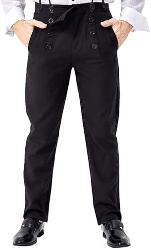 Ya-cos Men Steampunk Pants Classic Victorian Pants Adult Vintage Gothic Trousers Cosplay Costume XL