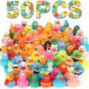 50 Pack Rubber Ducks for Kids Bath Toys and Jeep Ducks for Ducking, Rubber Ducks in Bulk for Kids, Baby Showers Accessories, Birthday Gifts and Summer Pool Party
