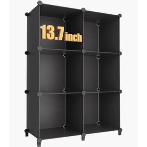 HOMIDEC XLarge Cube Storage Organizer,13.7 Inch Closet Organizer Storage Cabinet Shelf Bookshelf with Metal Hammer, Storage Cubes Organizers Cabinet for Kids, Closet, Bedroom, Bathroom Black