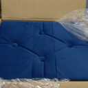 MYMIYEON Small Ottoman Foot Rest Stool for Vanity, Modern Wooden X Legs with Padded Seat, Modern Foot Stool Rest, Desk and Makeup Room, Navy Blue