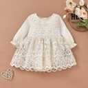 Newborn Baby Girl Floral Lace Romper Dress Headband Toddler First Birthday Baptism Outfits Princess Jumpsuit Bodysuit (18-24 Months)