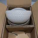 GBHOME Ceramic Dinnerware Sets, 24 pcs Embossed Elegant Stoneware Plates and Bowls Sets, Housewarming Wedding Gift | Dishwasher & Microwave Safe | Dishes Set Service for 8