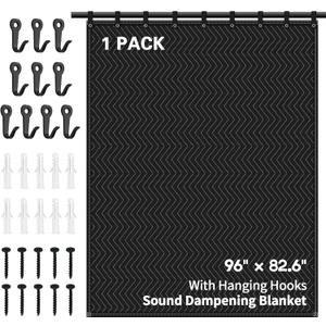 Large Sound Dampening Blanket,96" x 80" Sound Absorbing Studio Blanket,Noise Cancelling Studio Acoustic Blanket Curtain/Light Blocker/Moving Blanket (1 PACK)