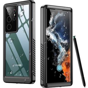 Temdan for Samsung Galaxy S22 Ultra Case Waterproof, Built in Screen Protector 360 Full Body Heavy Duty Shockproof IP68 Waterproof Galaxy S22 Ultra Case for Samsung S22 Ultra 5G 6.8 inch Black