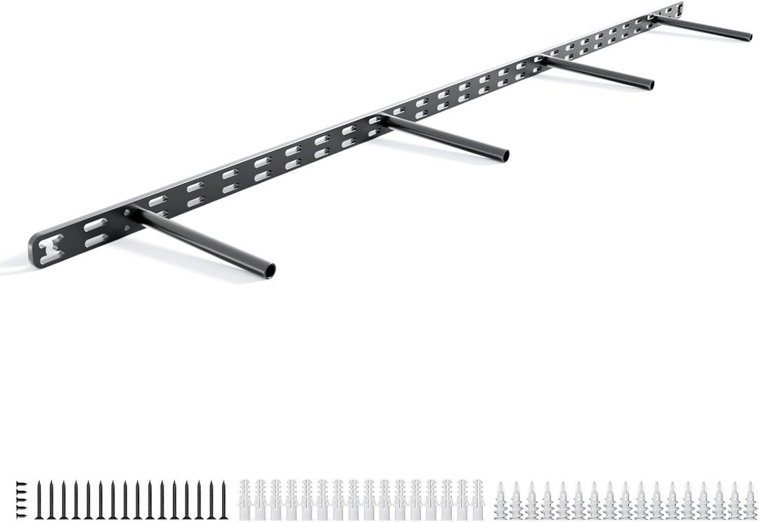 1pc Floating Shelf Bracket Heavy Duty,Decorative Floating Shelf Hardware Hidden Black Metal Fireplace Mantel Brackets (43"X8"X1.0" Without Tools)