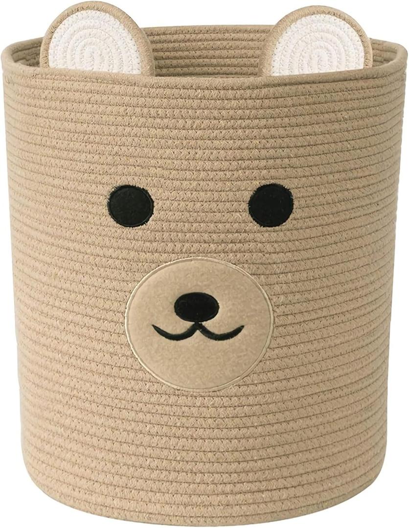 Bear Basket for Nursery, Baby Baskets for Storage, Baby Shower Baskets, Laundry Basket, Storage Hamper for Children Kids Toy Plant Indoor Corner (Light Brown)12"L x 12"W x 14"H