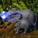 Solar Elephant Statues Lights for Outdoors Garden Decor, Large Outdoor Elephant Statues, Modern Elephant Resin Statue Decorations with Color-Changing Bulb, Unique Housewarming Gifts for Mom, Women
