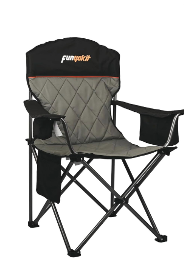 Padded Camping Chair with Sturdy Armrests, Heavy Duty Folding Chair for Adults Supports 350lbs, Portable Outdoor Chair with Reinforced Carry Bag for Camping, Fishing, Lawn & Sports, 18.5 inches