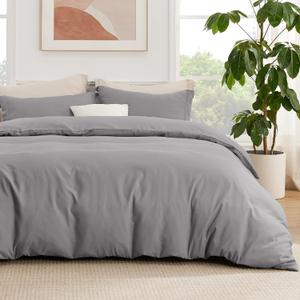 Bedsure Duvet Cover with Fitted Sheet Queen - Warm Deep Pocket, Hotel Luxury Soft Double Brushed Bedding Set with Zipper Closure, 1 Duvet Cover, 1 Fitted Sheet, 2 Pillow Shams, NO Comforter, Grey 