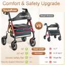 SOUNDFUSE Walkers for Seniors, Rollator Walker with Seat, 8" All Terrain Wheels, Double Support Bar, 16" Ergonomic Arc Seat and Comfortable Backrest, Dual Height Adjustable and Foldable Design