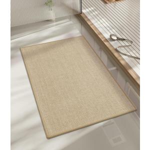 chakme Bathroom Rugs Mat 32x17, Ultra Thin Non Slip Bath Mat Quick Dry Absorbent Bath Mat for Bathroom Floor, (Light Beige, 32"x17")