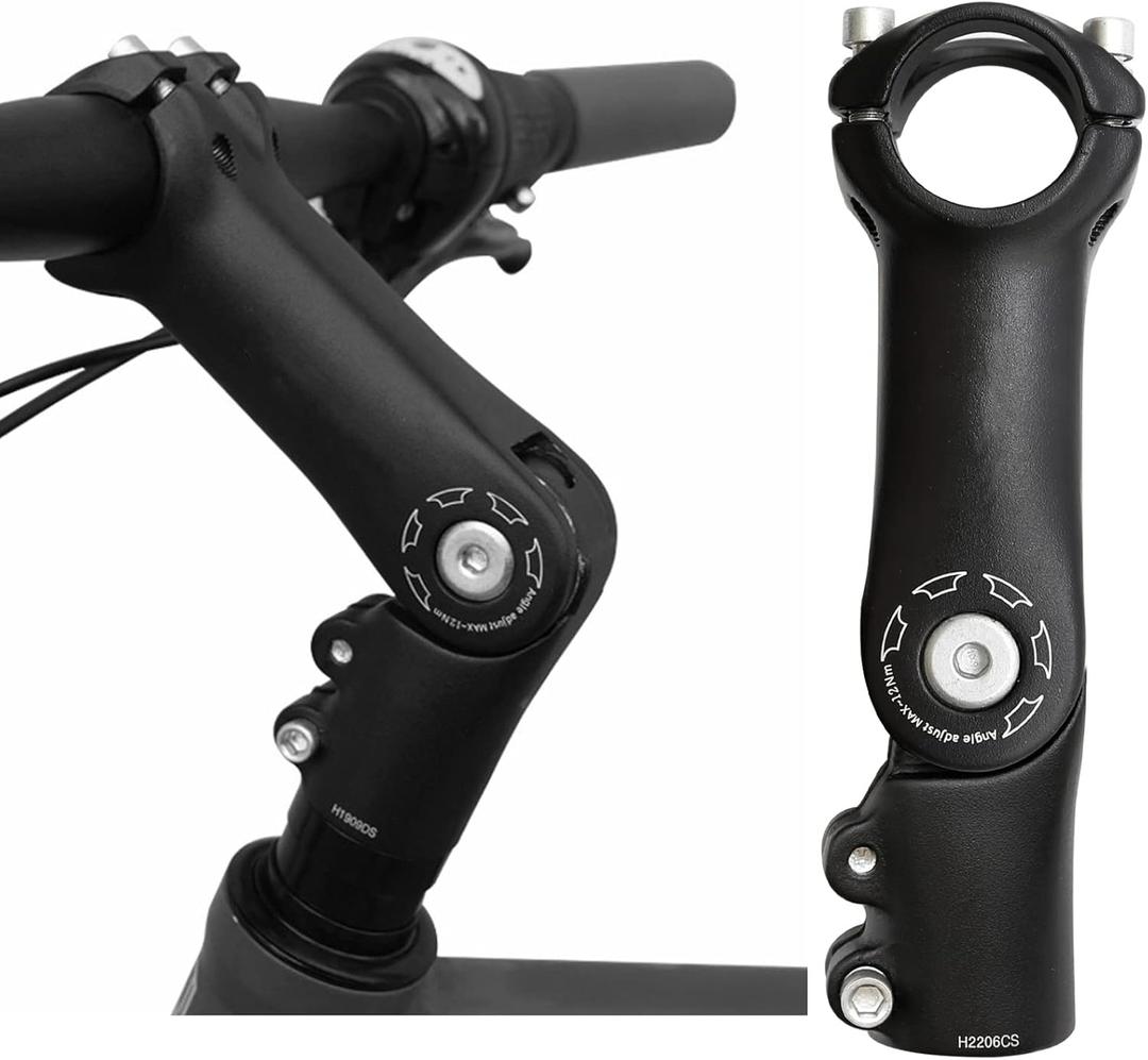 28.6mm x 31.8mm Adjustable Bicycle Handlebar Stem, 90mm/110mm, 0-90 Degree Rise, Short Stem for E Bike