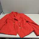 Cicy Bell Women Cropped Tweed Blazer Jackets Lapel Open Front Long Sleeve Business Suit Jackets with Pocket (Large, Red)