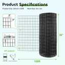 Welded Wire Fencing 36 Inch x 100 Foot, 2 Inch x 3 Inch 16GA Black Hardware Cloth PVC Coated Garden Border Fencing Roll Vinyl Coating Metal Wire Mesh for Yard Vegetable Goat Protection Poultry Netting