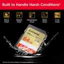 SANDISK 64GB Extreme SDXC UHS-I Memory Card - C10, U3, V30, 4K, UHD, SD Card - SDSDXV2-064G-GNCIN