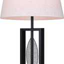 Canarm Willow 1 Light Table Lamp with Matte Black Finish and Natural Cream Shade