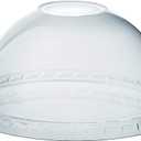 GUSTO [100 Count] Clear (No hole) Dome PET Plastic Lids 98mm Rim for 12, 16, 20 & 24 oz. Milkshake Cups (Formerly Comfy Package)