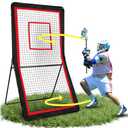 Amazgolf Lacrosse Rebounder Net,4x7ft Volleyball Rebounder with 5 Adjust Angles(red tag),1 Carry Bag,Pitch Back Net Fix by 6 Ground Stake,Baseball Bounce Back Net for Lacrosse,Volleyball Training