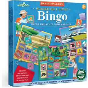 eeBoo: Ready to Learn: Where Do I Live? Bingo - Game for Kids, Match Animals to Their Habitat, Kids Ages 5+