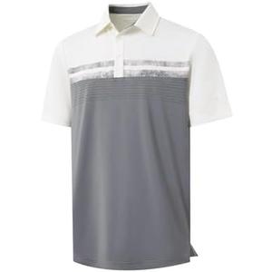 Rouen Polo Shirts for Men Quick Dry Regular Fit Casual Color Block Chest Print Active Short Sleeve Collared Mens Golf Shirt Size M
