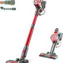 WLOTPO Vacuum Cleaners for Home,Cordless Vacuum Cleaner,Lightweight Stick Vacuum Cordless Rechargeable,Self-Standing Design,LED Touch Screen,Vacuum for Hardwood Floors,Carpet,Pet Hair(Dark Red)
