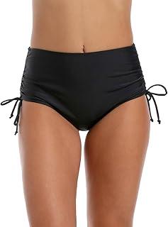 Micosuza Women's High Waisted Bikini Bottoms Side Tie Modest Full Coverage Bathing Suit Basic Swim Briefs (XL)