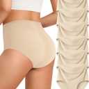 Kalapa Womens Underwear Seamless Full Coverage Breathable Briefs No Show Silky Stretch High Waisted Ladies Panties 6 Pack (Medium)