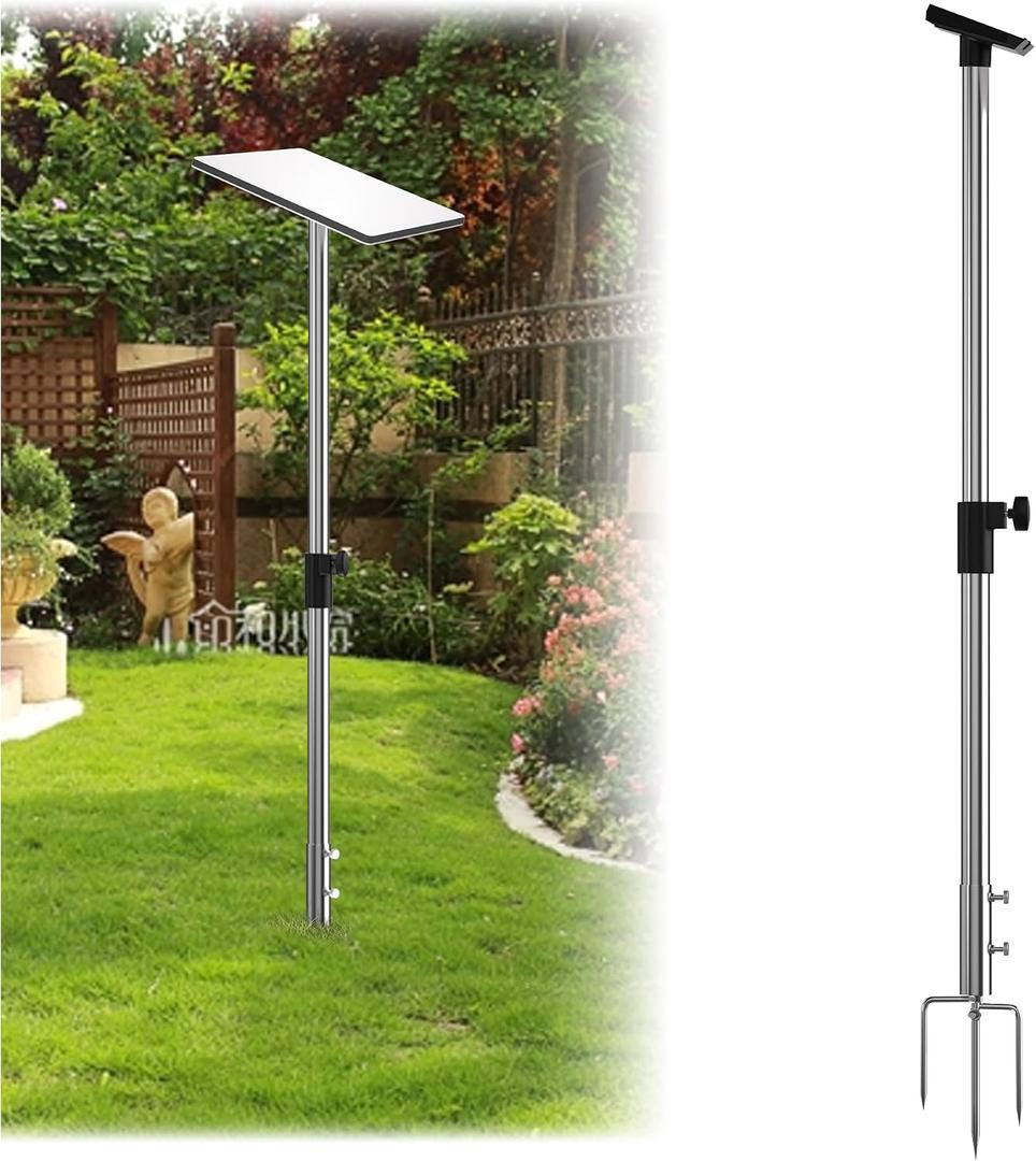 Starlink Mini Ground Pole Mount - Heavy Duty Stainless Steel Ground Stand - Adjustable Height (Up to 4.6ft) - Pipe Adapter Included