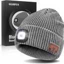 Stocking Stuffers for Adults Men, Bluetooth Beanie Hat with Light, Christmas Stocking Stuffers for Teen Boys (Grey)