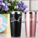 momocici Dad Mom 20 OZ Couple Tumbler.New Parents Gifts for Couples.Pregnancy Announcement Anniversary Parents to be Gift.Gifts for New Dad New Mom Mother's Day Father's Day.(Rose Gold&Black)