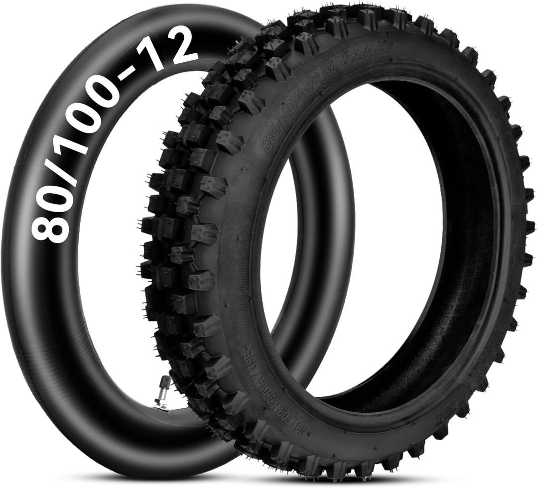 HIAORS 3.00-12 80/100-12 Dirt Bike Rear Tire and Inner Tube Compatible with 90cc 110cc 125cc XR70 CRF70 PW80 TTR90 TTR110 KX65 SSR125 Taotao DB14 Coolster QG214 Tuttio Off Road Motocross Motorcycle