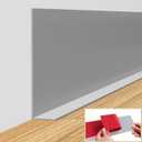 Flexible Baseboard Molding Trim, 5 Inch(W) x 60 Feet(L) Self-Adhesive Vinyl Wall Base Cove Base, Peel and Stick Rubber Wall Base with a Crease Moulding Trim (Grey)