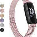 Metal Bands Compatible with Fitbit Inspire 2/Inspire HR/Inspire, Wristband Mesh Bracelet Replacement Strap for Fitbit Inspire 2/Inspire HR/Fitbit Inspire, Rose Pink