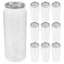 OUNONA 10pcs Clear Beverage Cans Portable Canned Drink Bottles with Tab for Juice Soda Milk Tea Coffee - 500ml Empty Reusable Beverage Storage Jars with Leak-Proof Seal